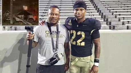 Heroic college football player saves man's life after pulling him out of burning car after crash