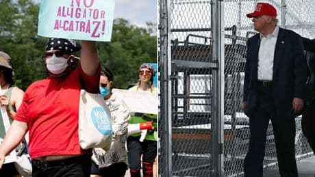 Trump tours ‘Alligator Alcatraz’ as protests erupt over detention facility