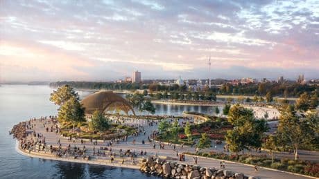Therme releases new designs for Ontario Place waterpark and spa