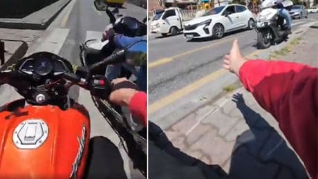 Düşürdükleri motosikletliyi yerden bile kaldırmadılar: 'Yardım edin ağabey, manyak bunlar'
