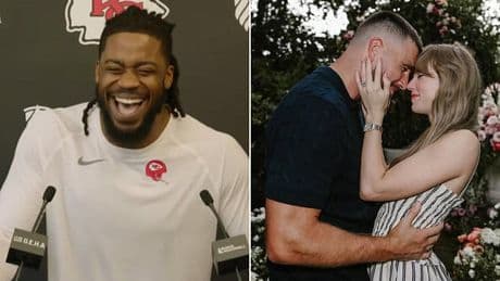 Awkward moment Chiefs star learns Taylor Swift and Travis Kelce are engaged during live press conference