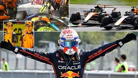 McClaren team politics spark controversy at Italian Grand Prix as Oscar Piastri is forced to give up place for world title rival team-mate Lando Norris - but Max Verstappen tops the podium at Monza
