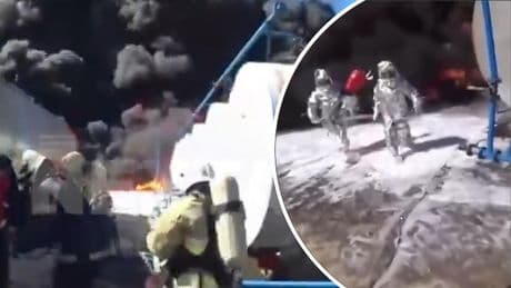 Russische brandweermannen strijden vijf dagen tegen brand in olieraffinaderij