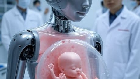 Çin'de insan bebeği doğurabilen robot!