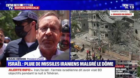 Frappes iraniennes sur Israël: "Nous n'avons pas demandé cette guerre", déclare Isaac Herzorg (président d'Israël)