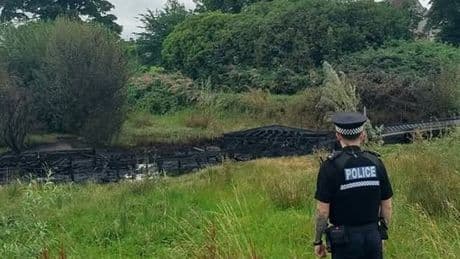Police investigation under way after firebugs torch bridge in Scots park