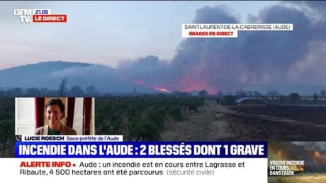 L'incendie dans l'Aude a fait deux blessés dont un grave, assure Lucie Roesch (sous-préfète de la région)