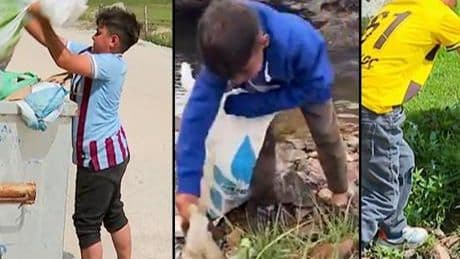 Bakan Kurum'dan yayladaki çöpleri toplayan iki kardeşe teşekkür