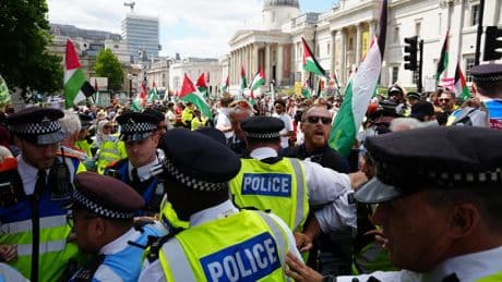 Protesters chant ‘shame on you’ at Met Police as Palestine Action ban confirmed