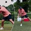 Cleveland Browns' Brenden Bates reenacts iconic 'Happy Gilmore' golf swing...with unfortunate results