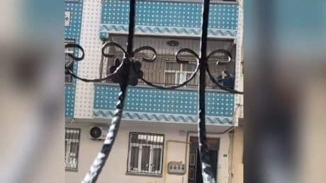 Balkonda kadına şiddet! O anlar kamerada
