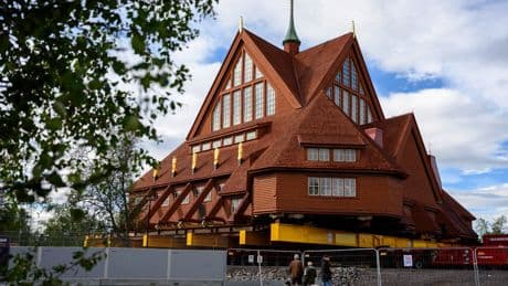 How do you move a beloved Swedish church down the road? With prayer, engineering and some Eurovision