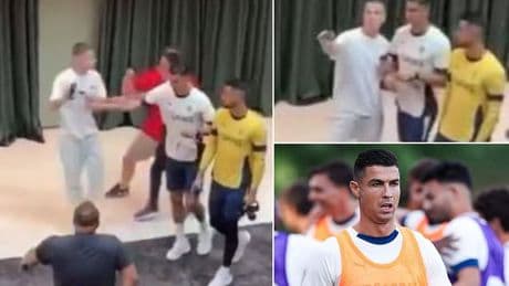 Cristiano Ronaldo pushes fan who broke through security and ambushed him for selfie in hotel after legend checked in for Portugal duty
