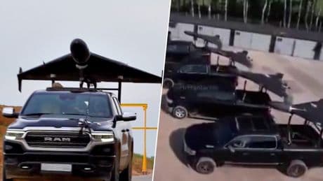 Un emblema de EEUU se ha colado en la guerra de Ucrania. Rusia ha convertido sus camionetas en catapultas de drones shaheds