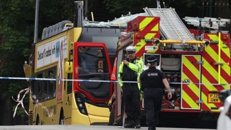 Screams heard after bus smashes into bridge injuring 15