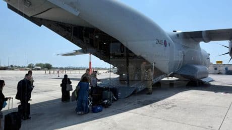 RAF airlifts first British nationals from Israel as' shelter in place' warning issued to those in Qatar as air space closed
