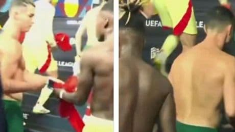 De jugón a jugón; Nico Williams y Cristiano Ronaldo intercambian las camisetas