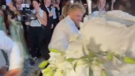 Jake Paul smashes his brother Logan’s lavish wedding cake in bizarre clip