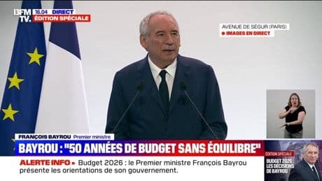 Budget 2026: "Nous sommes devenus accros à la dépense publique", estime François Bayrou