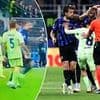Shocking moment Barcelona's Inigo Martinez appears to SPIT on Inter Milan rival Francesco Acerbi during heated Champions League clash - and VAR cleared it