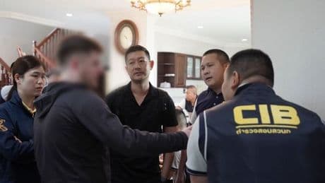 Dramatic moment six Brits arrested at gunpoint at luxury Thailand villa over 'boiler room' scam