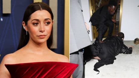 The Penguin star takes spectacular tumble and drops Emmy at afterparty