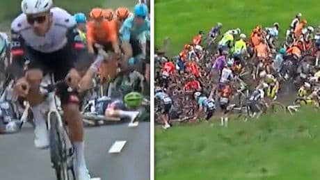VIDEO Halve peloton ten val in de Ronde van Hongarije; Danny van Poppel grijpt daarna opnieuw de dagzege