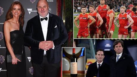 Craig Hutchison comes agonisingly close to finally winning a 14-year bet with two AFL bigwigs - but here's why the Channel 7 star has paid up $175k as part of the long-standing wager