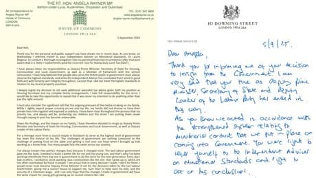 In full: Angela Rayner's resignation letter - and Sir Keir Starmer's response