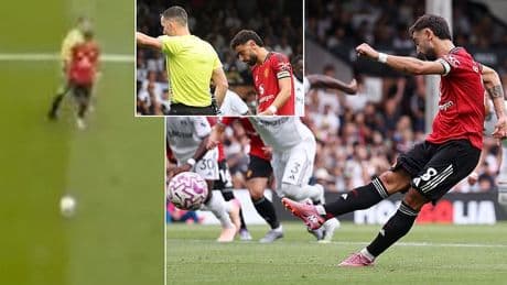 Was the REFEREE the reason Bruno Fernandes missed his penalty? Man United star fumes at official after bizarre collision in his run-up
