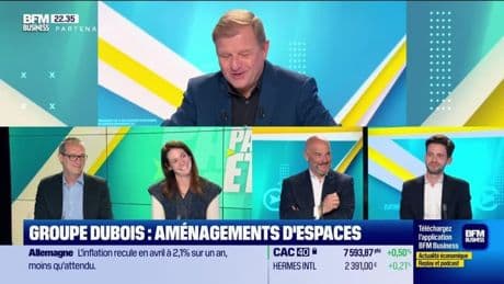 Pari ETI : Patrice Bégay reçoit Marie Deburaux (Groupe DUBOIS), Samuel Amiet (Groupe Metaline), Jean-Christophe Machet (FM Logistic) et Maxime Borin (Beauvillé) - 30/04