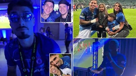 Inside Chelsea's Conference League party: Blues enjoy 4am karoake session and are joined by WAGs in post-final celebration - while banned star Mykhailo Mudryk is spotted with a winners' medal