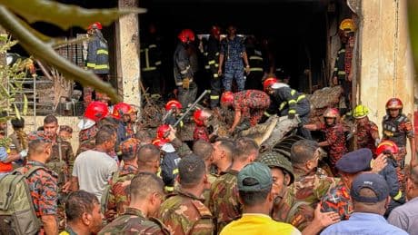 Bangladesh Air Force training jet crashes into school in Dhaka, killing at least 1