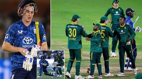 England LOSE one-day series to South Africa after five-run defeat in second ODI - as Harry Brook's struggling side fail to avenge woeful seven-wicket battering at Headingley