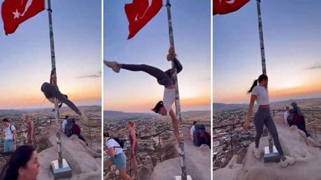 Una turista se enfrenta a una pena de cárcel por hacer 'pole dance' en el asta de una bandera turca en Capadocia