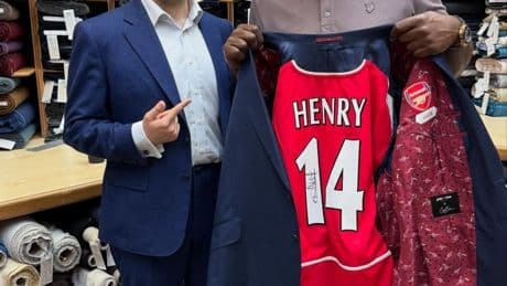 Arsenal Fan TV host Robbie shows off amazing weight loss from ‘nature’s ozempic’ as he gets Thierry Henry suit altered