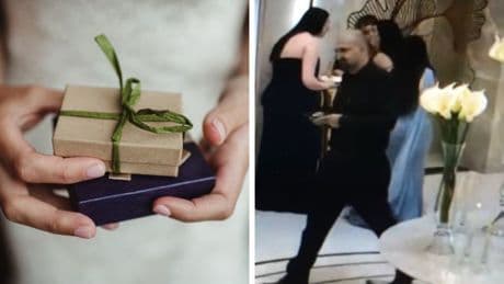 Surveillance footage captures uninvited man making off with $100k worth of gifts from California wedding