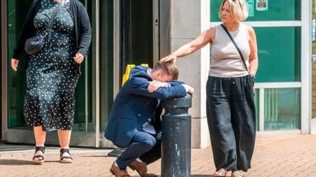 Thug sobs in street with mum as he avoids jail for killing two of his girlfriend's cats
