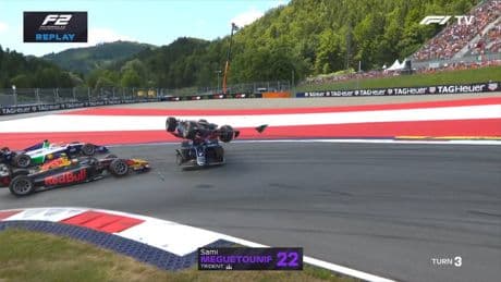 Brit F2 star Luke Browning caught in terrifying crash as car flips over the top of him and halo saves his life