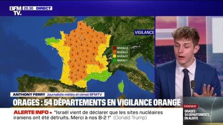 Météo: 54 départements placés en vigilance orange pour orages ce mercredi soir