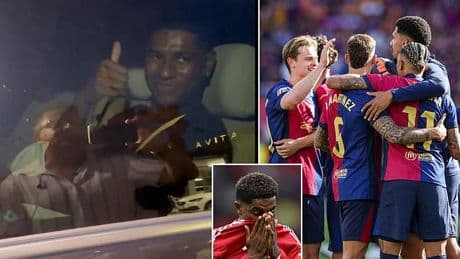 Marcus Rashford pictured arriving in Barcelona as it emerges Man United exile is taking a pay cut to complete dream move