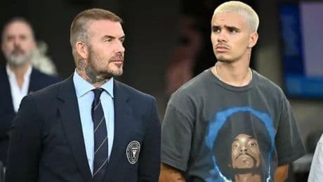 David Beckham and Romeo look tense as they break cover after Brooklyn row blew up