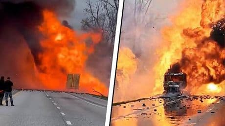 Explosies bij brandende vrachtwagen door lading