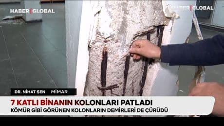 7 katlı binanın kolonları patladı