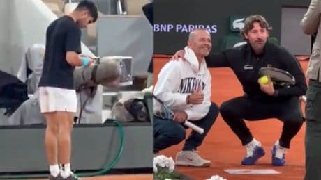 La huella de Rafa Nadal, la inspiración de Alcaraz: acude a fotografiarla antes de disputar la semifinal