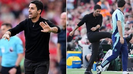 Furious Mikel Arteta says he was 'killing himself' watching Arsenal's first-half display against champions Liverpool