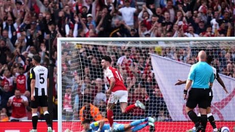 Declan Rice’s stunning strike secures Arsenal’s Champions League place