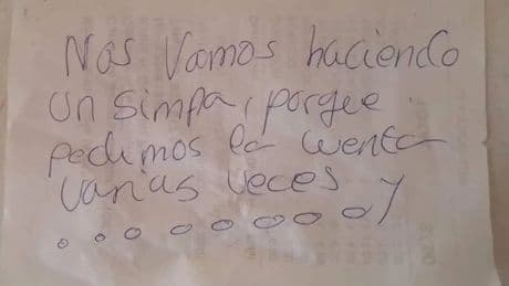 Hacen un simpa y dejan una nota explicando el motivo: &quot;Pedimos la cuenta varias veces…&quot;