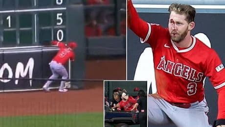 MLB star Taylor Ward taken to hospital after crashing into metal scoreboard face-first