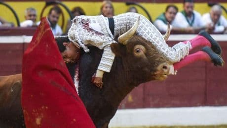 Doble cogida a Roca Rey en Huesca a una semana de torear en Bilbao